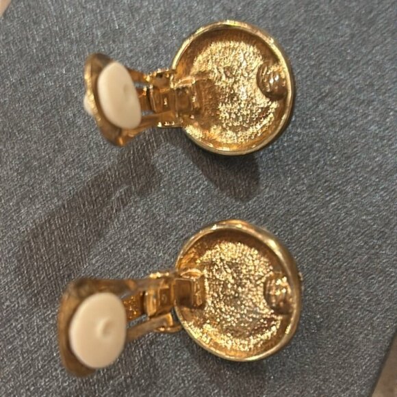 Bintage Roman Clip On Earrings Fau Pearls black with stones - Picture 5 of 8